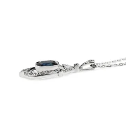 18ct White Gold Deco Style Sapphire and Diamond Necklace