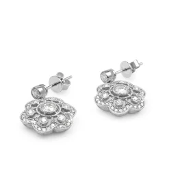 18ct White Gold Deco Style Diamond Drop Earrings