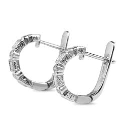 9ct White Gold Deco Style Diamond Hoop Earrings