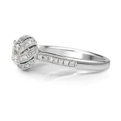 18ct White Gold Deco Style Halo Diamond Ring
