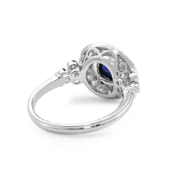 18ct White Gold Deco Style Sapphire and Diamond Ring