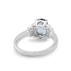 18ct White Gold Deco Style Sapphire and Diamond Ring