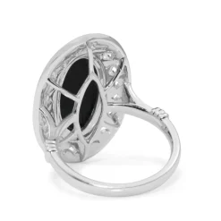 18ct White Gold Deco Style Onyx and Diamond Ring