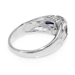 14ct White Gold Deco Style Old Cut Diamond and Sapphire Ring