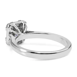 18ct White Gold Deco Style Asscher Cut Diamond Halo Ring