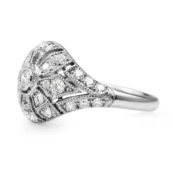 18ct White Gold Deco Style Tapered Diamond Ring