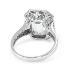 9ct White Gold Deco Style Aquamarine Ring