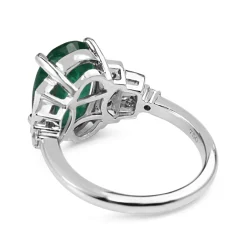 18ct White Gold Deco Style 3.95 Emerald and Diamond Ring
