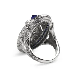 15ct White Gold Deco Style Sapphire and Diamond Cocktail Ring