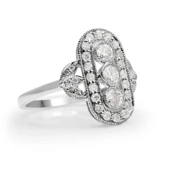 18ct White Gold Deco Style Diamond Ring