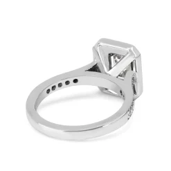 18ct White Gold Deco Style Emerald Cut Diamond Halo Ring