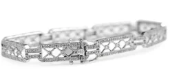 14ct White Gold Deco Style Single Cut Diamond Bracelet