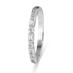 18ct White Gold Deco Style Fine Diamond Band