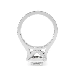 18ct White Gold Deco Style Emerald Cut Diamond Halo Ring