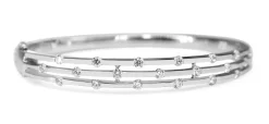 18ct White Gold Diamond 3 Row Bangle