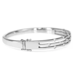 18ct White Gold Diamond 3 Row Bangle