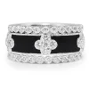 18ct White Gold Diamond and Enamel 3 Band Ring