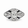 18ct White Gold Diamond and Onyx Art Deco Style Ring