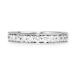 18ct White Gold Diamond and Millgrain Band