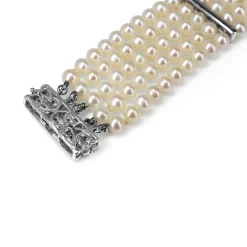 14ct White Gold Diamond and Cultured Pearl Bracelet