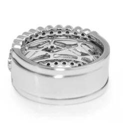 18ct White Gold Diamond and Enamel 3 Band Ring
