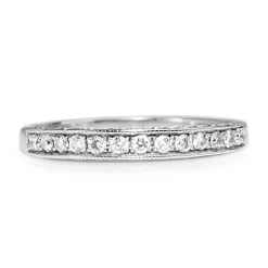 14ct White Gold Diamond Band with Engraved Sides
