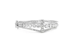 14ct White Gold Diamond Bangle
