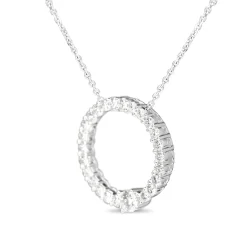 14ct White Gold Diamond Circle Necklace