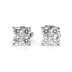 9ct White Gold Diamond 'Clover' Earrings