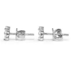 9ct White Gold Diamond 'Clover' Earrings