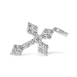 18ct White Gold Diamond Cluster Cross Necklace