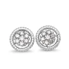 18ct White Gold Diamond Cluster Earrings with Rope Style Halo