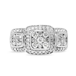 10ct White Gold Diamond Cluster Ring