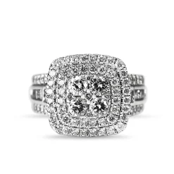 18ct White Gold Diamond Cluster Halo Ring