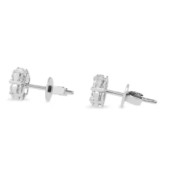 9ct White Gold Diamond Cluster Halo Stud Earrings