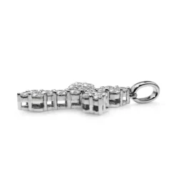 18ct White Gold Diamond Cluster Cross Necklace