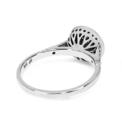 9ct White Gold Diamond Cluster and Ruby Halo Deco Style Ring