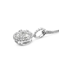 18ct White Gold Diamond Cluster Pendant