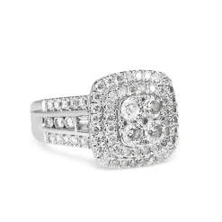 18ct White Gold Diamond Cluster Halo Ring