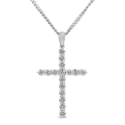 18ct White Gold Diamond Cross Necklace