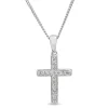 18ct White Gold Diamond Cross Necklace
