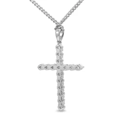 18ct White Gold Diamond Cross Necklace