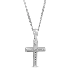 18ct White Gold Diamond Cross Necklace