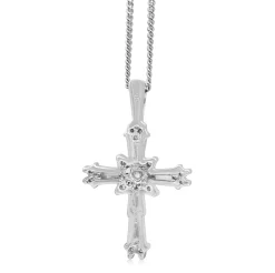 14ct White Gold Diamond Cross Necklace