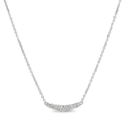 14ct White Gold Diamond Curve Necklace