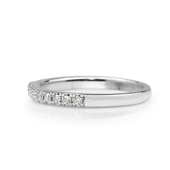 14ct White Gold Diamond Curved Band