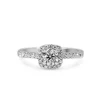 18ct White Gold Diamond Cushion Shaped Halo Ring