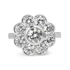 18ct White Gold Diamond Daisy Ring With Etched Shoulders
