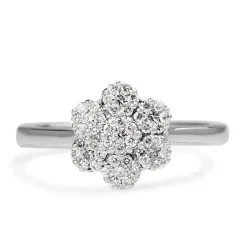 9ct White Gold Diamond Daisy Cluster Ring