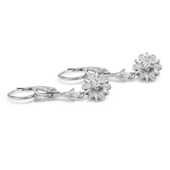 18ct White Gold Diamond Daisy Drop Earrings